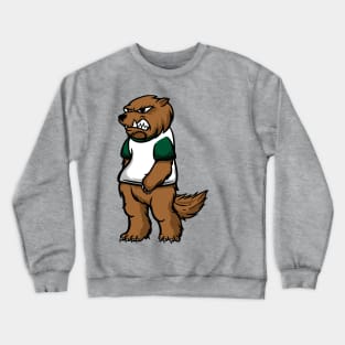 Cute Anthropomorphic Human-like Cartoon Character Wolverine in Clothes Crewneck Sweatshirt